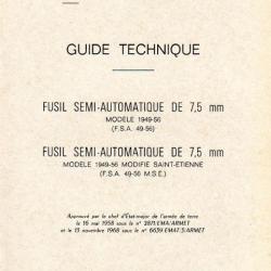 Guide technique MAT 1032 - Fusil semi-automatique de 7,5 mm - modèle 1949-56