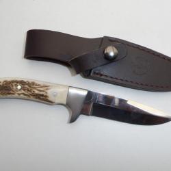 Pour Chasseur COUTEAU Manche CORNE DE CERF avec Etui CUIR pour ceinture