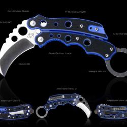 Mantis Vuja De Karambit Blue - Couteau Balisong Karambit Mantis Acier M-VX G-10 Made In USA MANMK4B