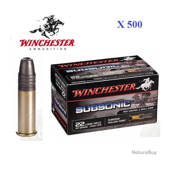 Munitions Cartouches 22LR SUBSONIC  42 MAX  Winchester  boite de 500