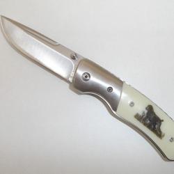 Couteau PLIANT de poche lame de 8 cm  Décor CHIEN