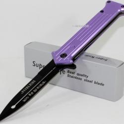 Couteau Styletto Dague Ouverture Assistée Purple Manche Alu Acier Inox Manche Alu M3999