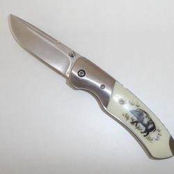 Couteau de poche lame de 8 cm  Décor SANGLIER