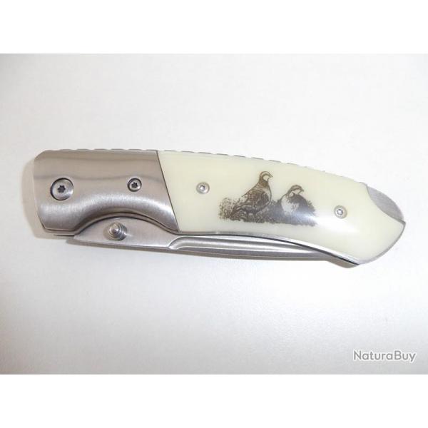 Couteau de poche lame de 8 cm  Dcor OISEAUX