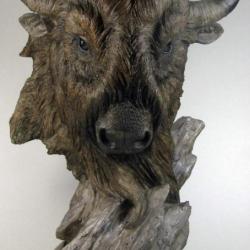 figurine Tête de Bison - décor Western - 32 cm