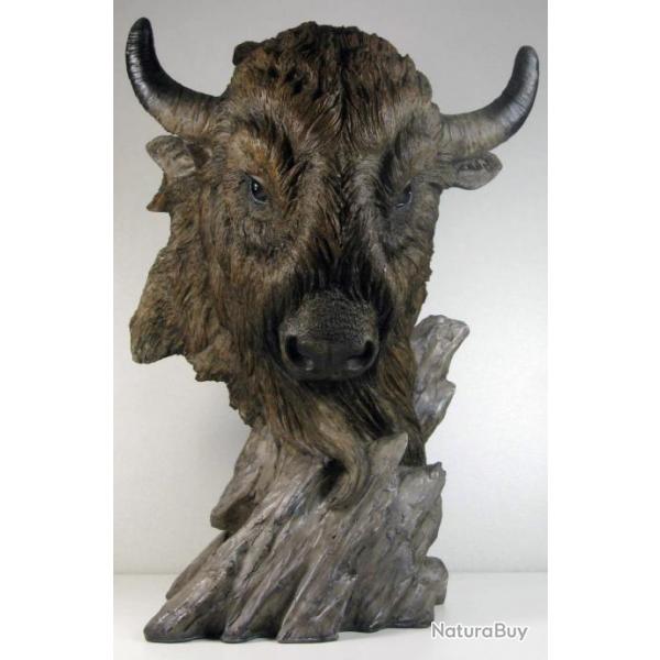 figurine Tte de Bison - dcor Western - 32 cm