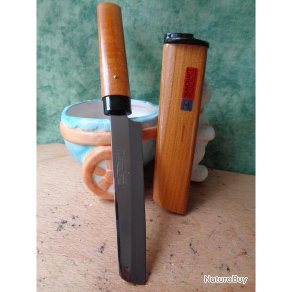 Couteau Japonais Due Cigni Kakugata Lame Acier Carbone/Inox Manche & Etui Bois Made In Japan DCI429F