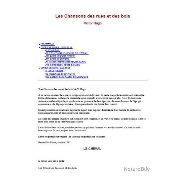 Ebook Livre Action - Les Chansons Des Rues Et Des Bois (Victor Hugo, 2013, 153 Pages)