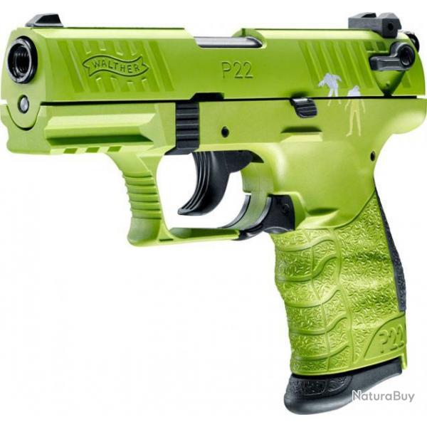Collectionnez ce Pistolet Automatique  WALTHER  P22Q  ZOMBSTER  ( vert )  Cal. 9mm  blanc