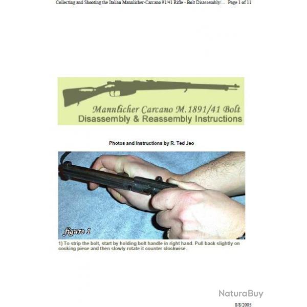 Ebook Livre Action - Mannlicher Carcano M. 1891/41 Bolt Disassembly & Reassembly Instructions (Phni