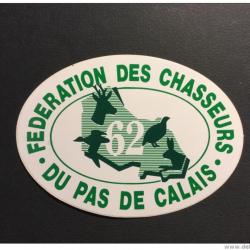 Superbe autocollant Fédération des chasseurs du pas de Calais ( dep 62 ) ref 2