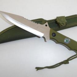Couteau Tactique HORIZON Vert de 24 cm avec Boussole et étui pour ceinture