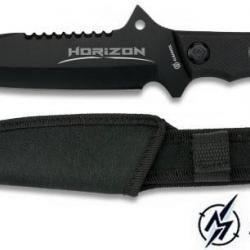 Couteau Tactique HORIZON Noir de 29 cm avec Boussole et étui pour ceinture