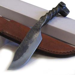 Couteau Fabrication Artisanal Couteau Forgé Acier Carbone Etui Cuir PA4408