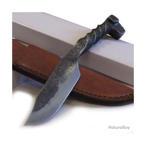 Couteau Fabrication Artisanal Couteau Forg Acier Carbone Etui Cuir PA4408