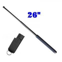 EXPANDABLE BATON 26" IN STEEL BLACK WITH HARDENED NYLON CASE ATTACH TO BELT