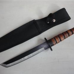 Combatre avec Poignard TANTO manche cuir TYPE  USM3  de 34 cm