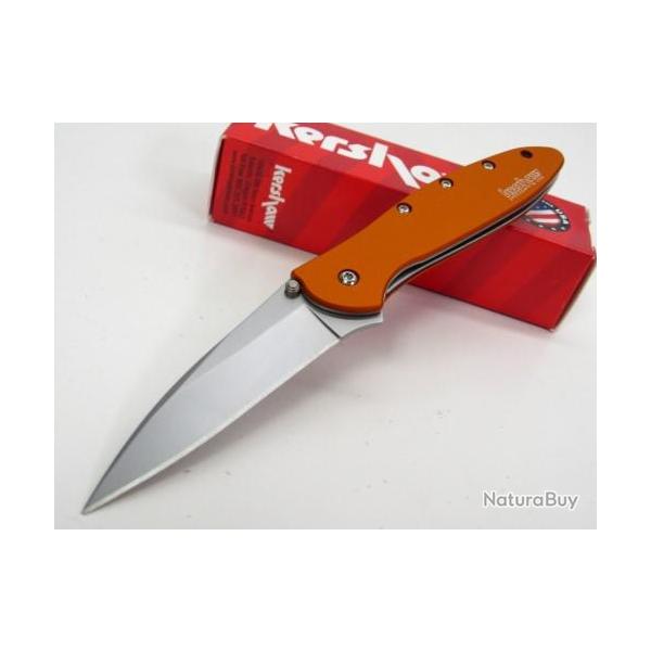 Couteau Kershaw Leek Orange A/O Lame Acier 14C28N Manche Alu 6061-T6 Made In USA KS1660OR