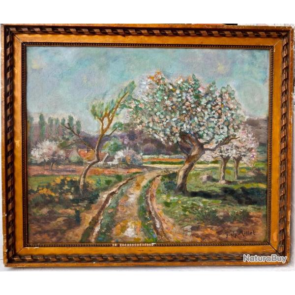 le printemps huile sur panneau par Millet