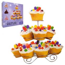 Presentoir à 13 cupcakes muffins pour table gâteau en métal argenté