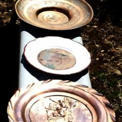5 superbes plateaux décoratifs anciens de style divers
