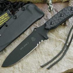 Couteau Tops Mil-SPIE 5 Military Acier Carbone 1095 Manche Micarta Etui Kydex Made In USA TPMIL05