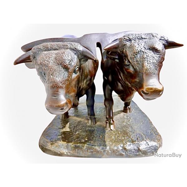 deux boeufs sculpture en bronze par irne rochard