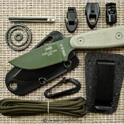 Couteau de Survie ESEE Izula II OD + Kit Carbone 1095 Manche Micarta OD Green Made In USA ESIZ2ODKIT