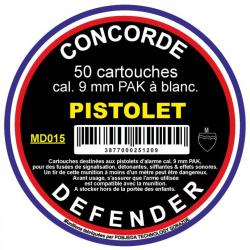Cartouches A Blanc Concorde Defender 9 MM Pour Pistolet