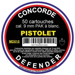 Cartouches A Blanc Concorde Defender 9 MM Pour Pistolet