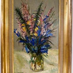 YVONNE ARDISSONE  huile sur toile BOUQUET DE FLEURS