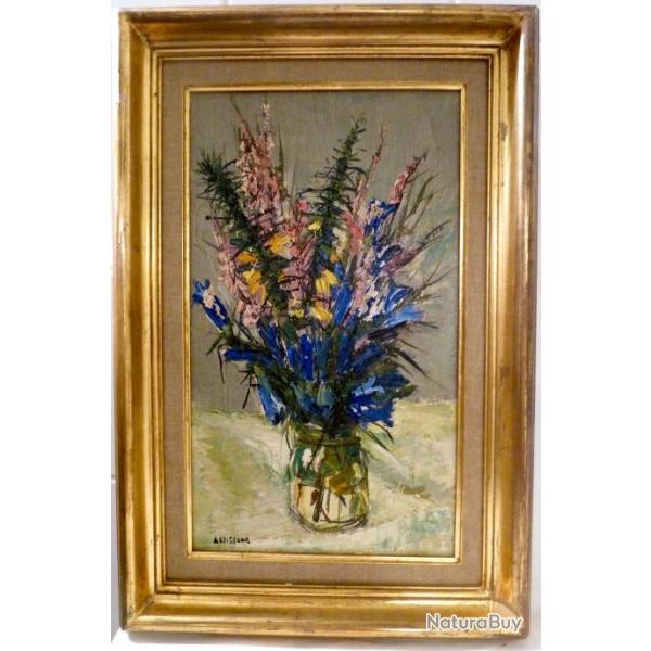 YVONNE ARDISSONE  huile sur toile BOUQUET DE FLEURS