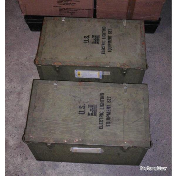 ORIGINAL AUTHENTIQUE US ARMY ELECTRIC LIGHTING EQUIPMENT SET WATERPROOF COMPLET BOX 1 + 2 NOS !!!!