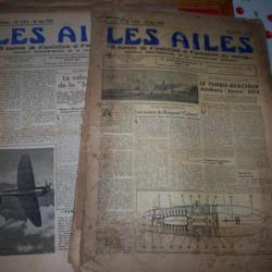 Les ailes journal de 1945-46 lot de 40 numéros.aviation civile et militaire