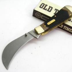 Couteau Serpette Schrade Old Timer Hawkbill Pruner Acier Carbone/Inox Manche Delrin SCH216OT