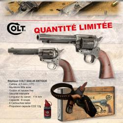 Réplique Airsoft Revolver  COLT  S.A.A.45  Finition Antique  *Co2  Billes Acier * Cal 4.5