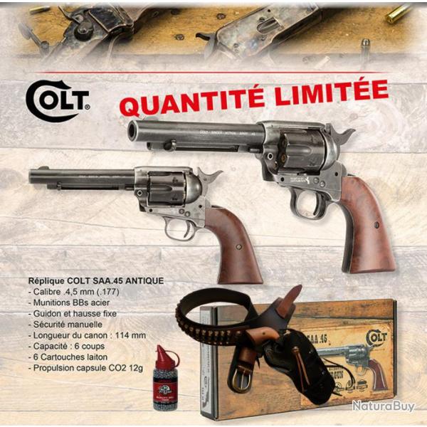 Rplique Airsoft Revolver  COLT  S.A.A.45  Finition Antique  *Co2  Billes Acier * Cal 4.5