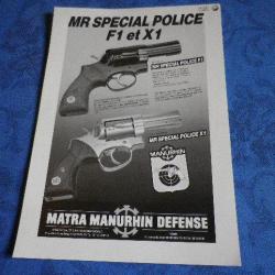 Feuillet technique manurhin MR F1 X1 spécial POLICE