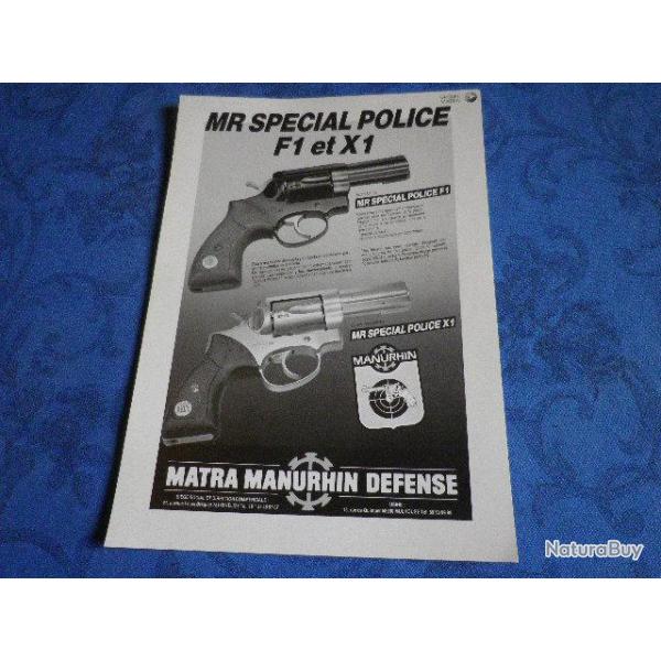 Feuillet technique manurhin MR F1 X1 spcial POLICE