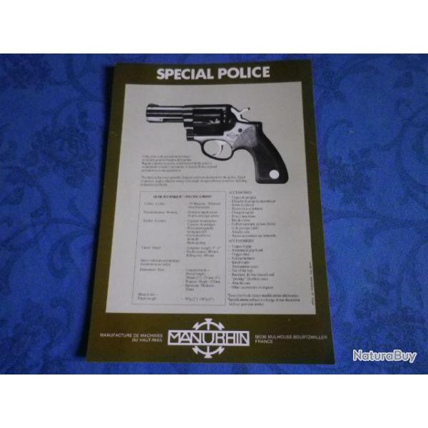 Feuillet/flyer technique manurhin MR "spcial POLICE"