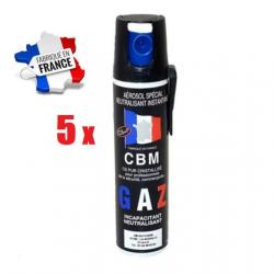 Lot 5 unités Bombe lacrymogene anti agression CS GAZ PUNCH P100 75ml