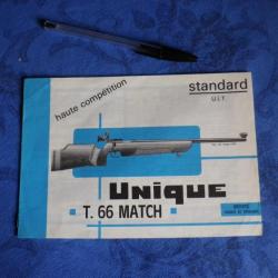 catalogue notice carabine UNIQUE modèle T.66 T66 MATCH standart  8 pages