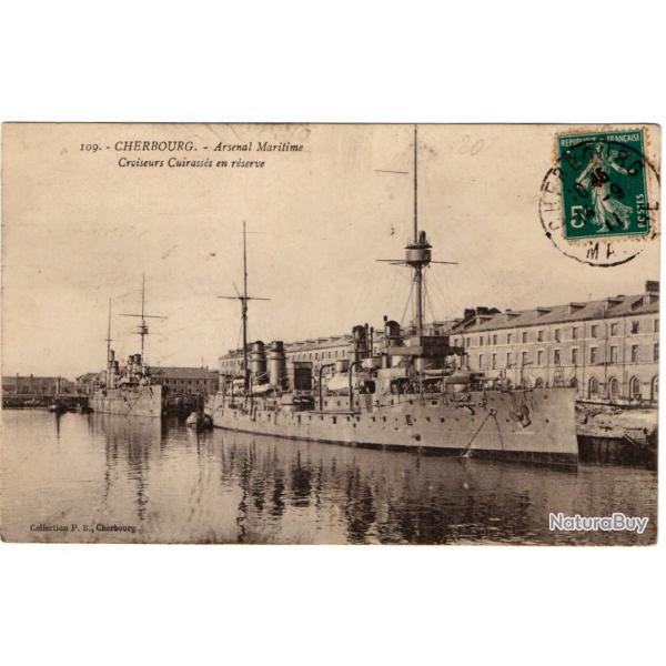 CPA- Marine Militaire - CHERBOURG -Arsenal Maritime Croiseurs Cuirasses en rserve N1078