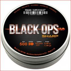 Boîte de 500 plombs Black Ops Sharp à tête pointue cal. 4.5 mm 
