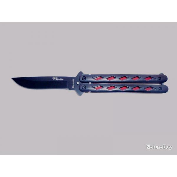 Couteau PAPILLON de Lancer ANUBIS Noire et Rouge