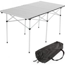 Table de camping jardin pique-nique aluminium pliante 140x70 cm + sac 2008034