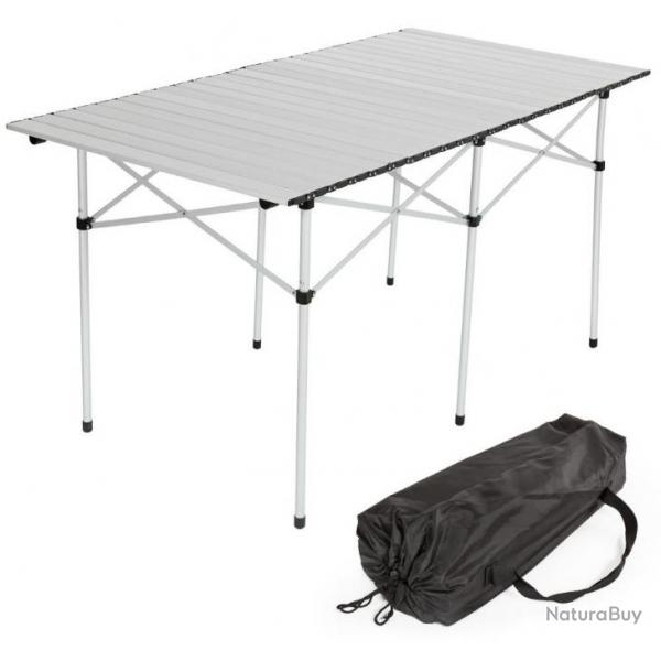 Table de camping jardin pique-nique aluminium pliante 140x70 cm + sac 2008034