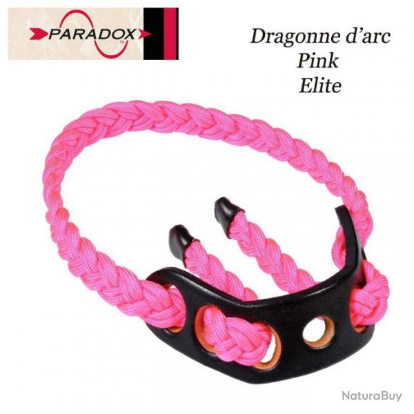 PARADOX Dragonne d'arc tresse avec finition cuir  Pink Elite