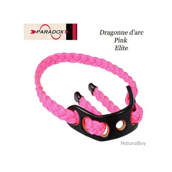 PARADOX Dragonne d'arc tresse avec finition cuir  Pink Elite