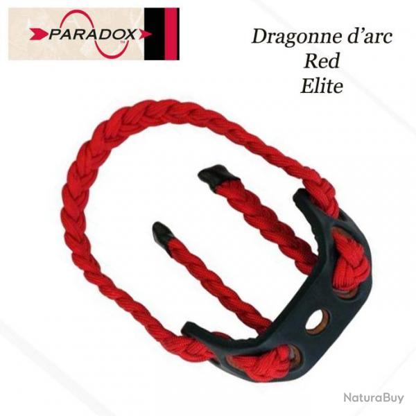 PARADOX Dragonne d'arc tresse avec finition cuir  Red Elite